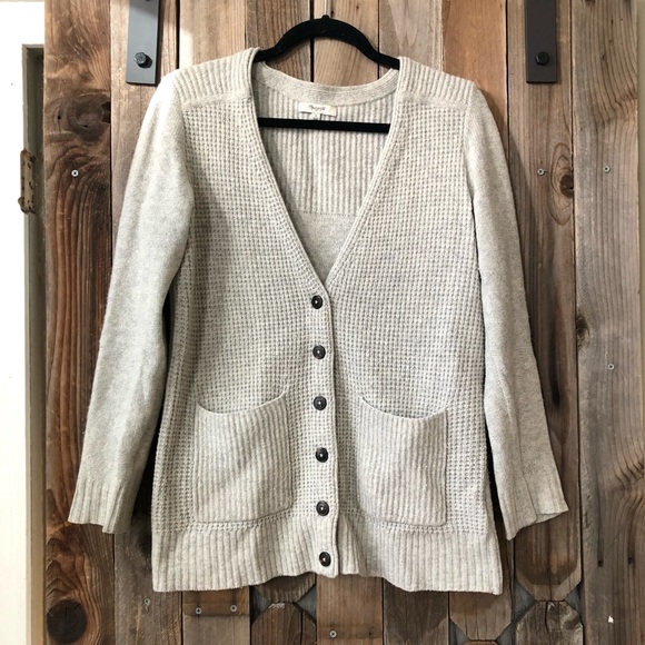 Madewell Sweaters - Grey/Cream Wool Madewell Cardigan- Size Small